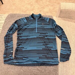 Nike Running Women's Black and Blue Striped Sweatshirt XL